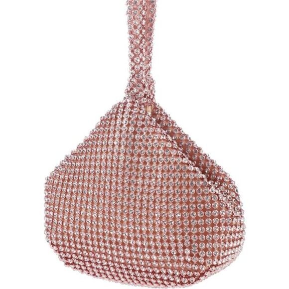 Purse Bling Evening Bag Rose Gold Clutch Rhinestone Triangle Women's Wedding - Picture 6 of 8